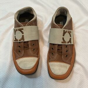 Kenneth Cole Reaction Brown and Cream Leather Slip-On Sneakers